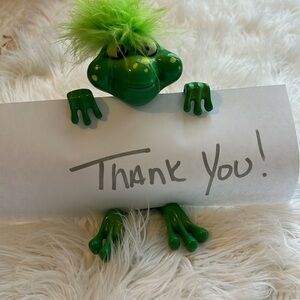 Adorable Fuzzy Haired Frog Photo Sign Holder